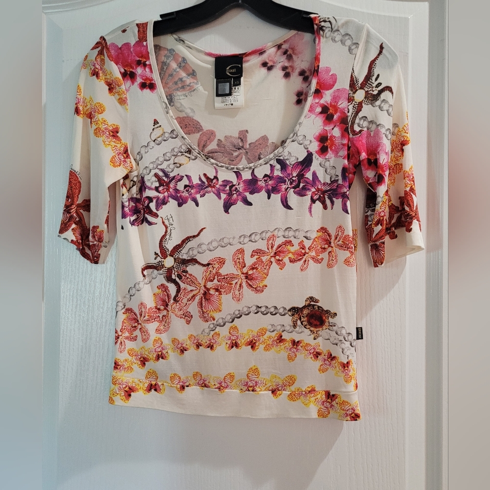 Robert Cavalli Multicolor Top - Low Cut Front, XS